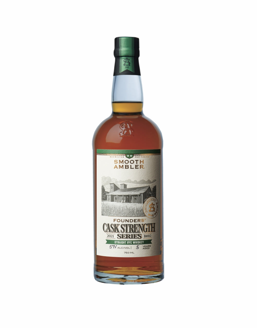 SMOOTH AMBLER FOUNDERS' CASK STRENGTH SERIES RYE WHISKEY 750 ML