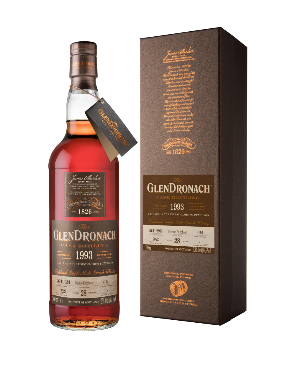GLENDRONACH 28 YEAR OLD, 1993 CASK #4197 SINGLE MALT SCOTCH WHISKY 700 ML