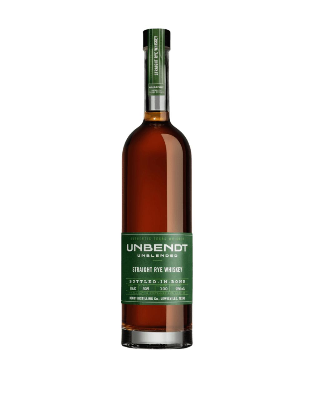 UNBENDT TEXAS BOTTLED IN BOND TEXAS STRAIGHT RYE WHISKEY 750 ML