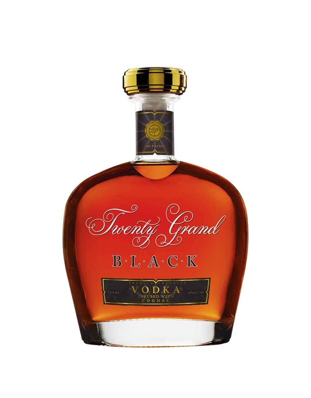 TWENTY GRAND BLACK VODKA INFUSED WITH COGNAC 750 ML
