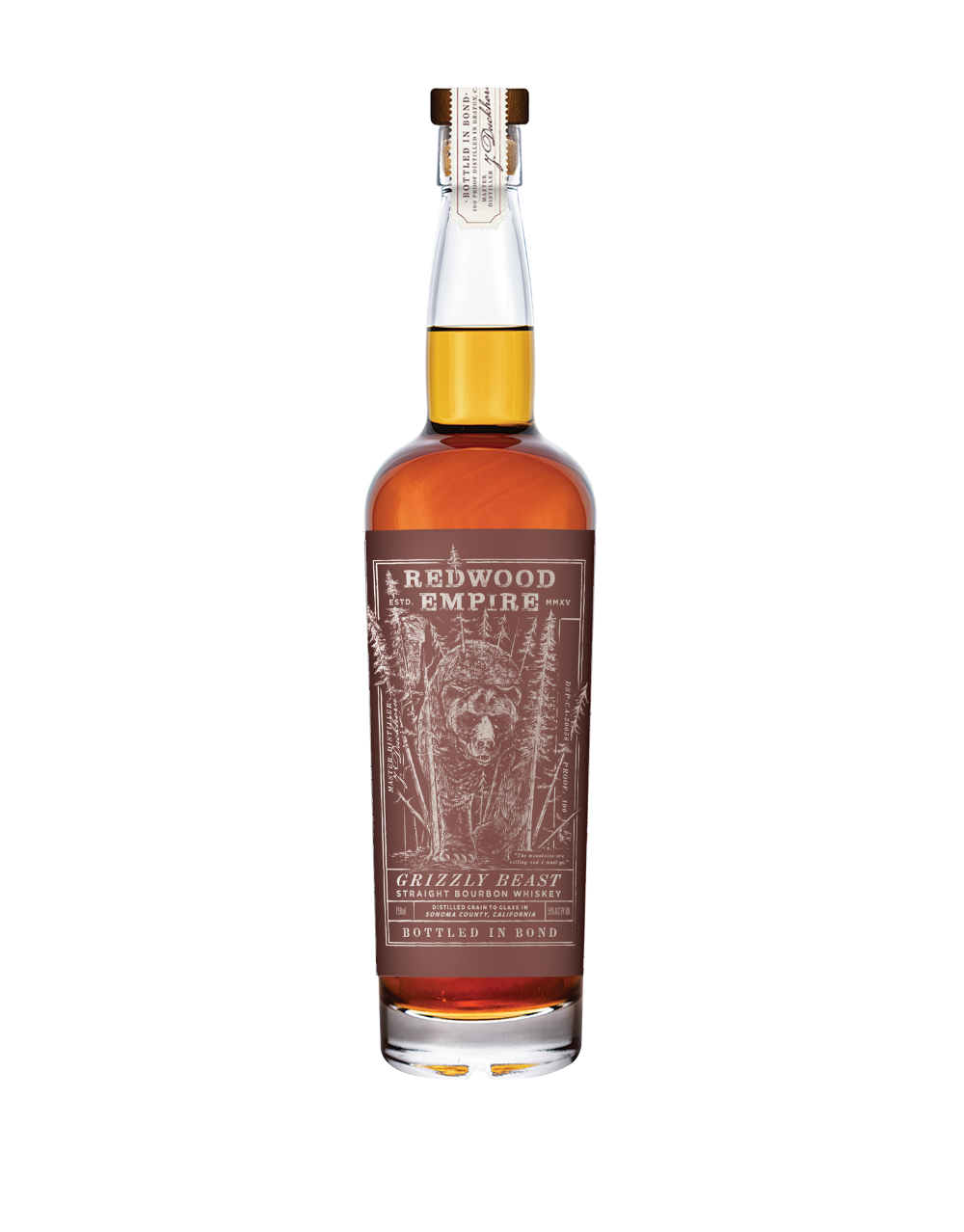REDWOOD EMPIRE BOTTLE IN BOND GRIZZLY BEAST BOURBON WHISKEY 004 750 ML