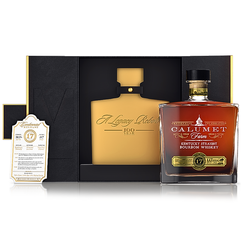 Calumet Farm 17 Year Old Bourbon Glass Decanter 100th Anniversary Release