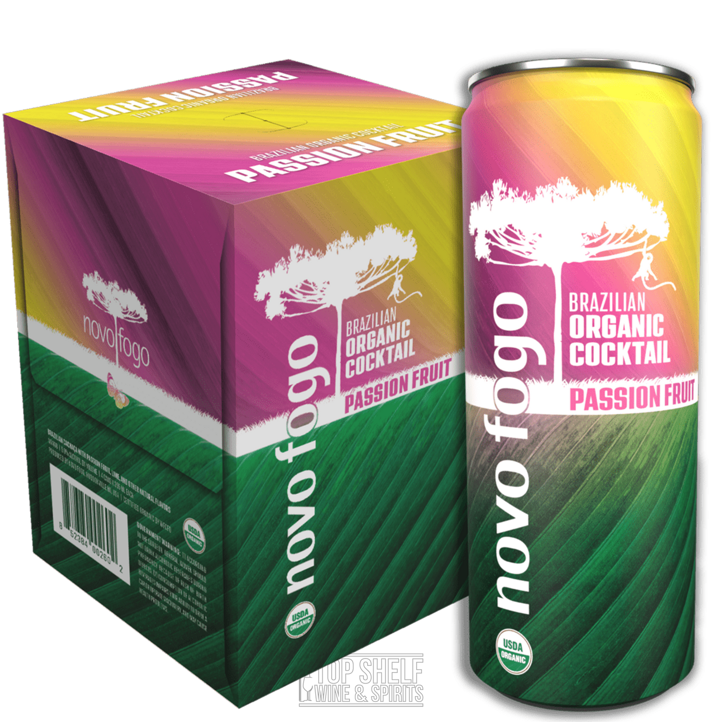 Novo Fogo Sparkling Caipirinha Cocktail Passion Fruit and Lime (4 Pack)