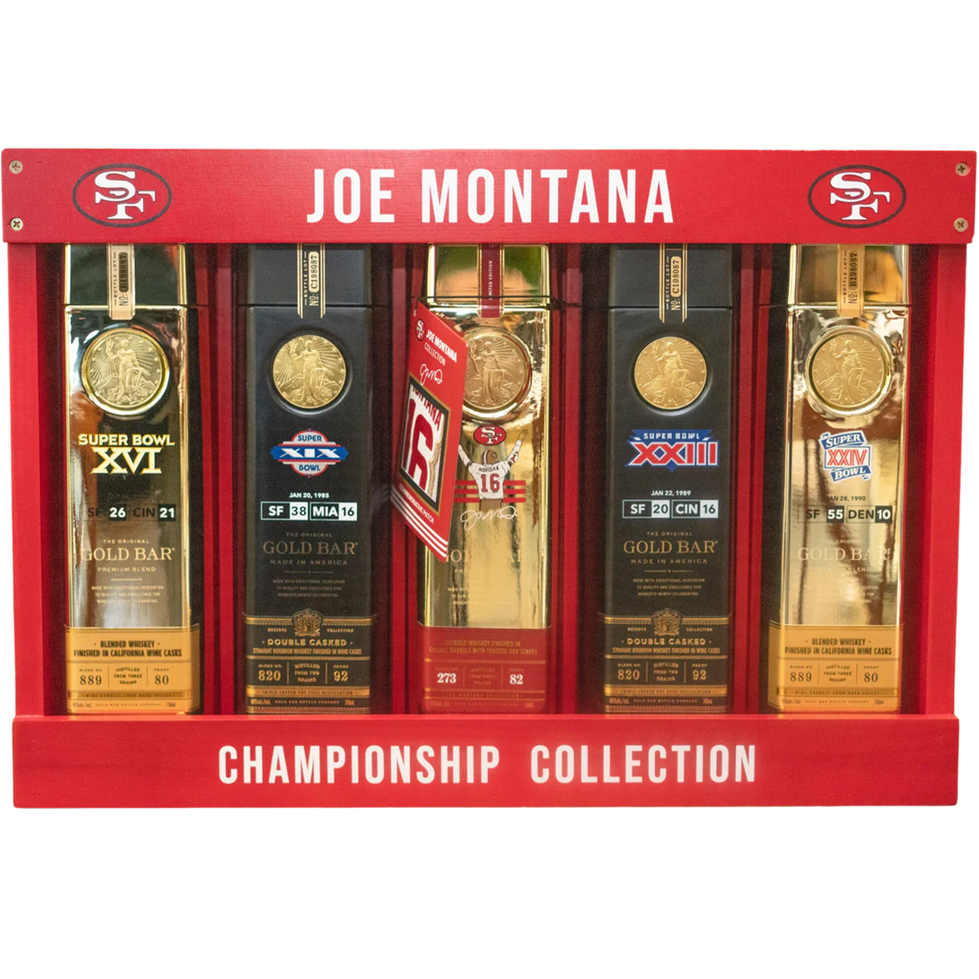 Gold Bar Joe Montana Championship Collection Whiskey Set