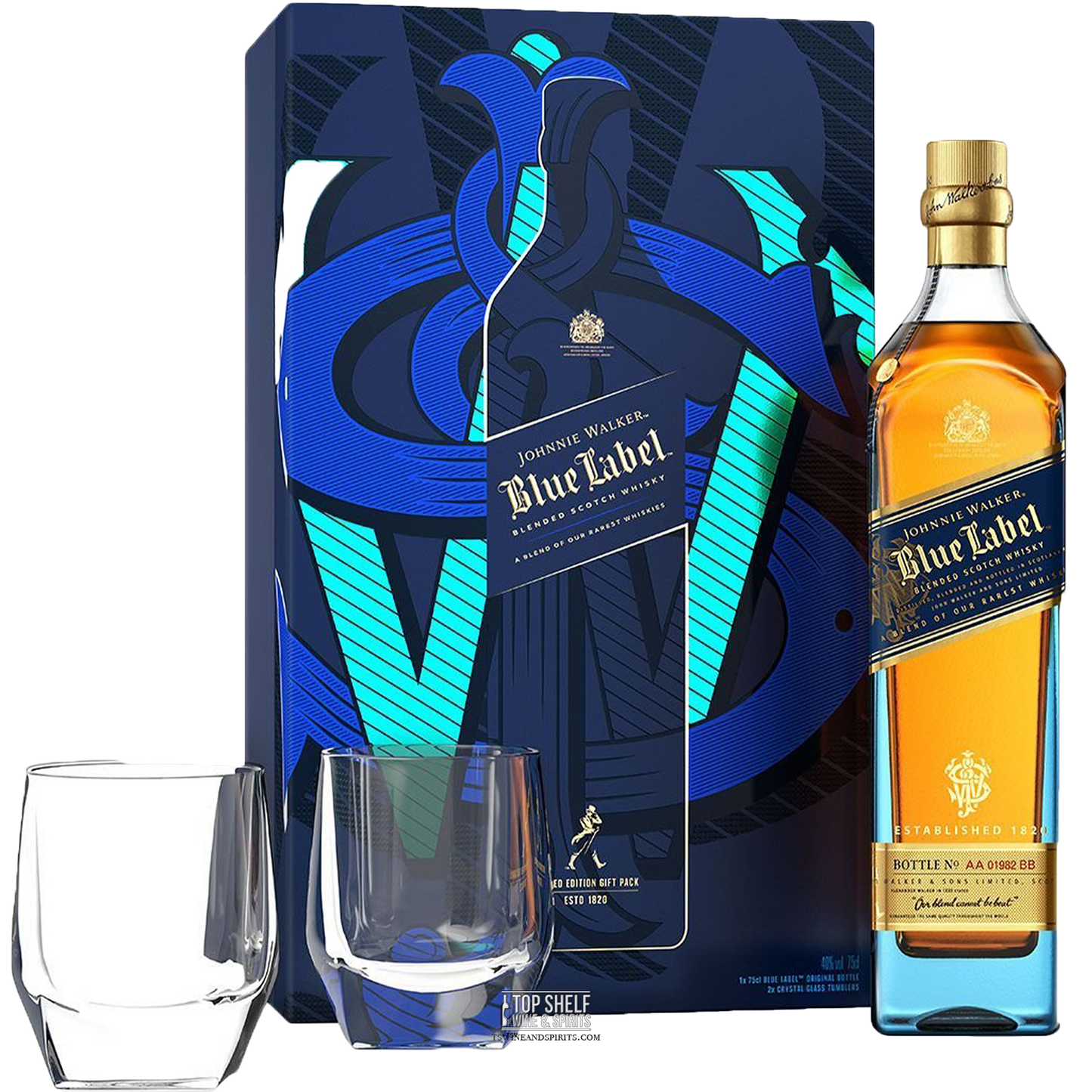 Johnnie Walker Blue Label Gift Set with 2 Glasses