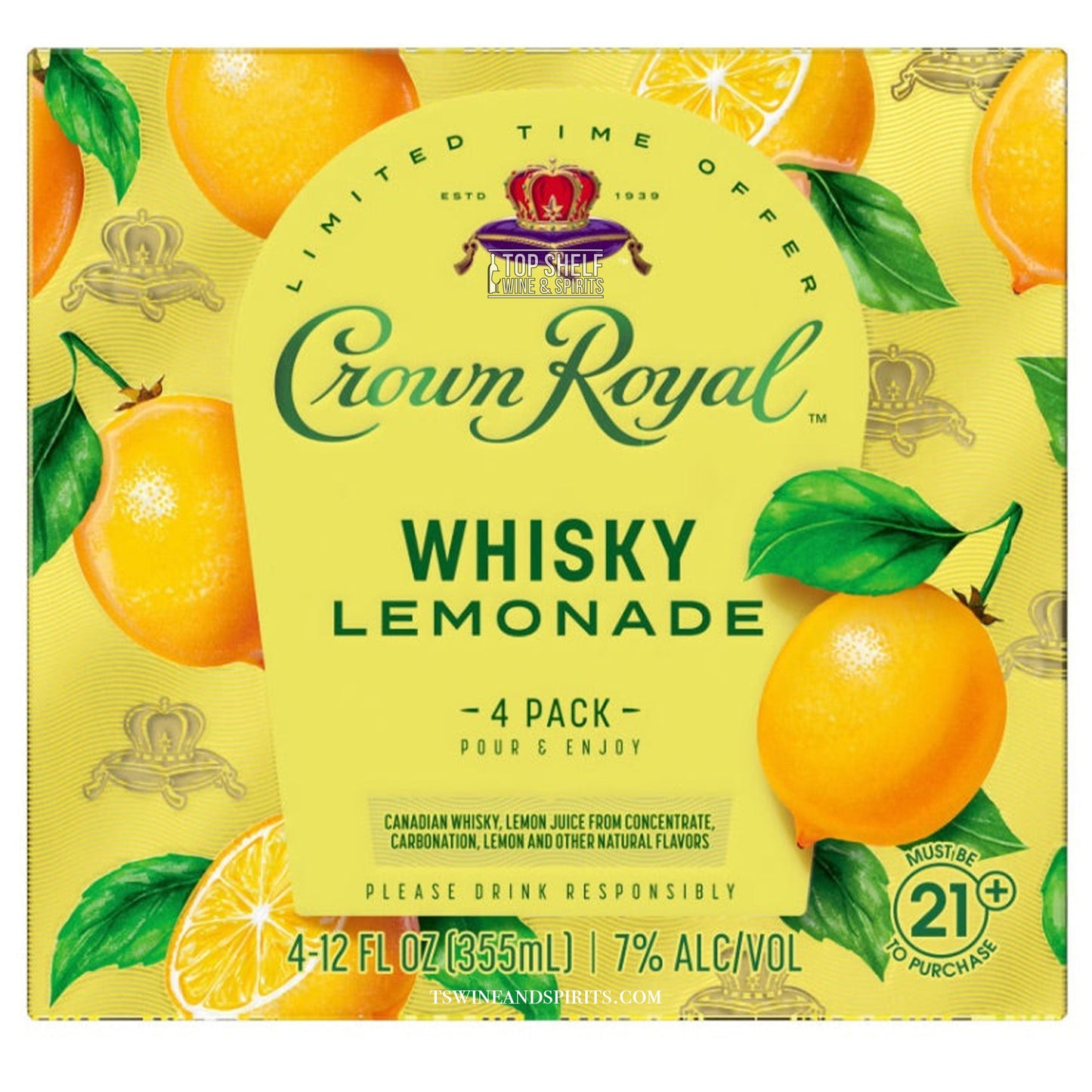 Crown Royal Whiskey Lemonade 4 Pack Cans