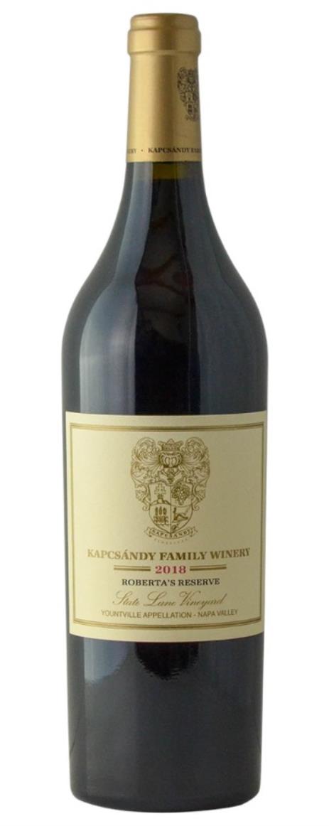 Kapcsandy Family Winery State Lane Vineyard Roberta's Reserve 2019 Front Bottle Shot