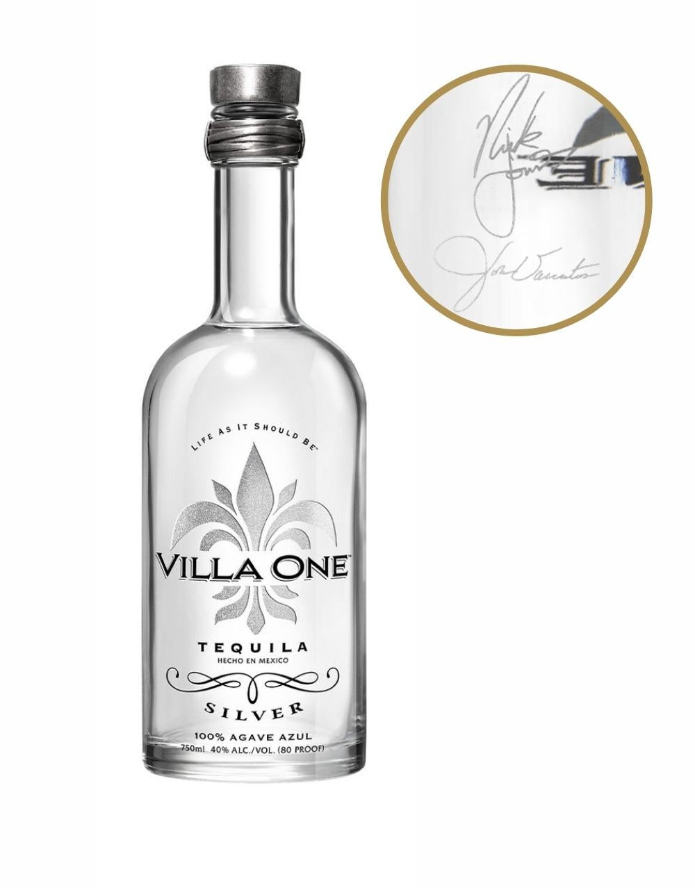 VILLA ONE SILVER TEQUILA WITH ENGRAVED SIGNATURES 750 ML