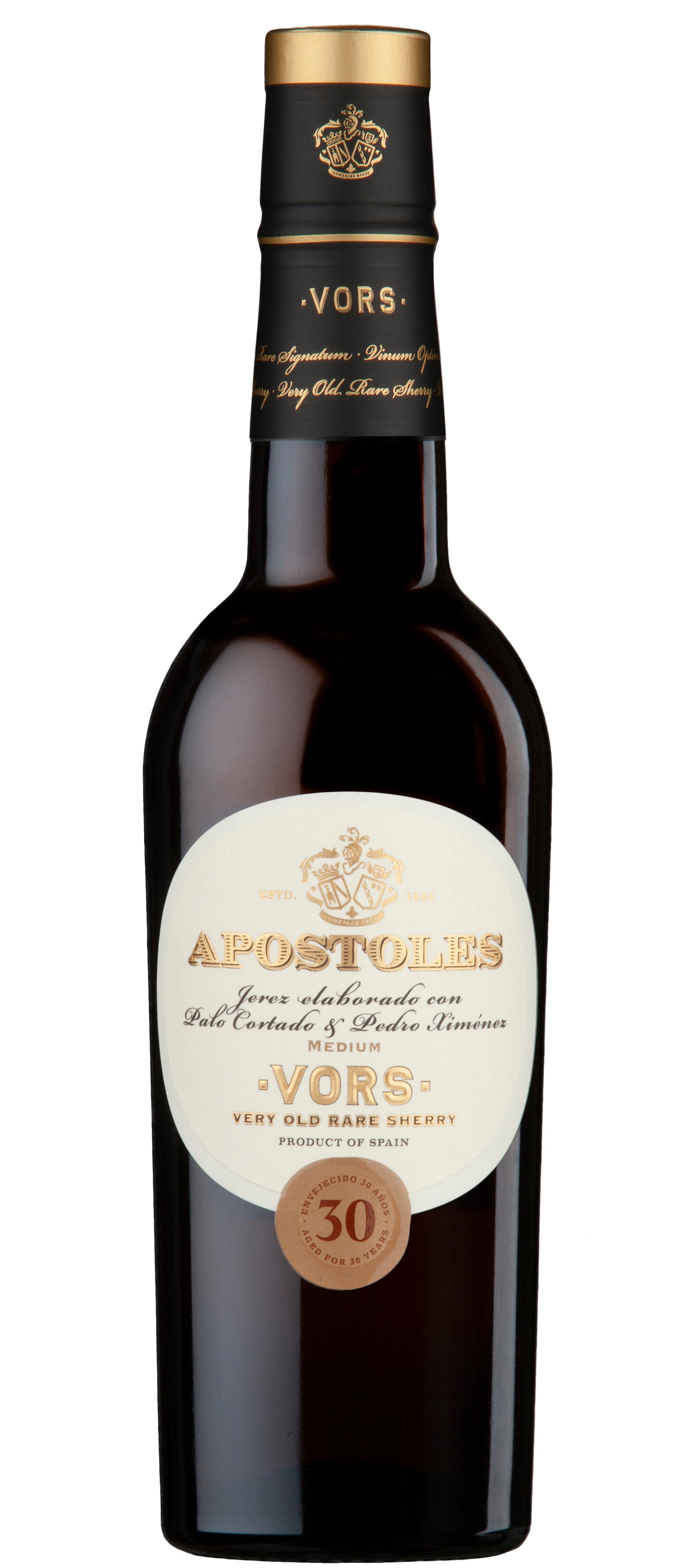 Gonzalez Byass Apostoles Palo Cortado Sherry (375ML half-bottle) Front Bottle Shot