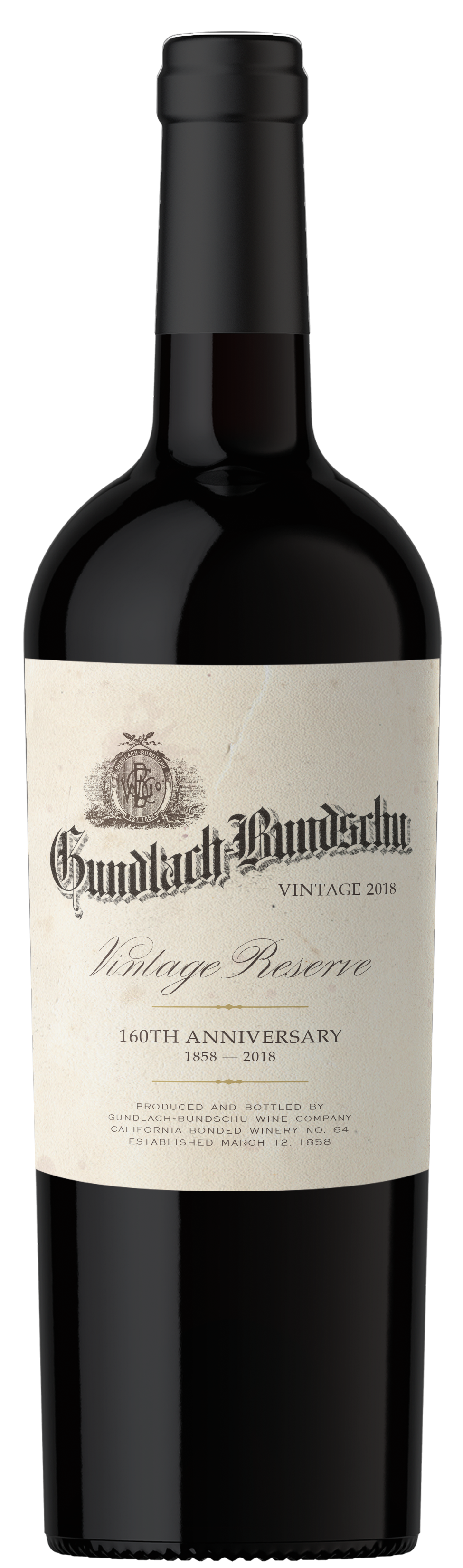 Gundlach Bundschu Vintage Reserve Cabernet Sauvignon 2018 Front Bottle Shot