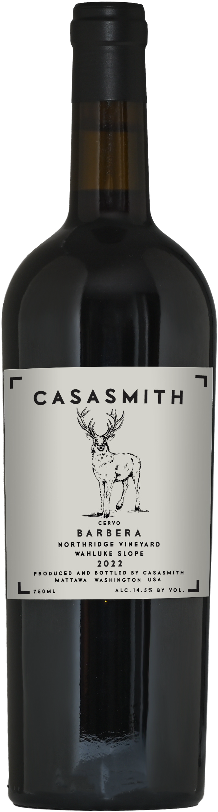 CasaSmith Cervo Barbera 2022 Front Bottle Shot