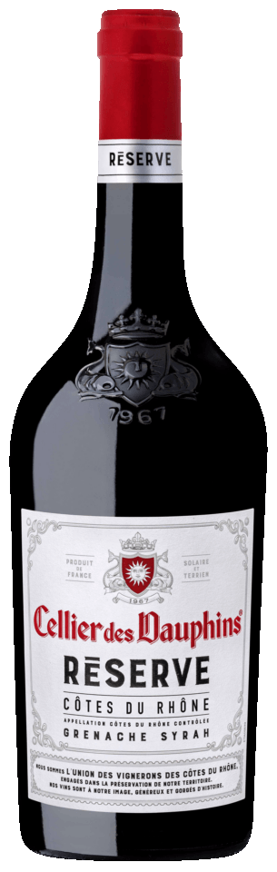 Cellier des Dauphins Reserve Cotes du Rhone 2021 Front Bottle Shot