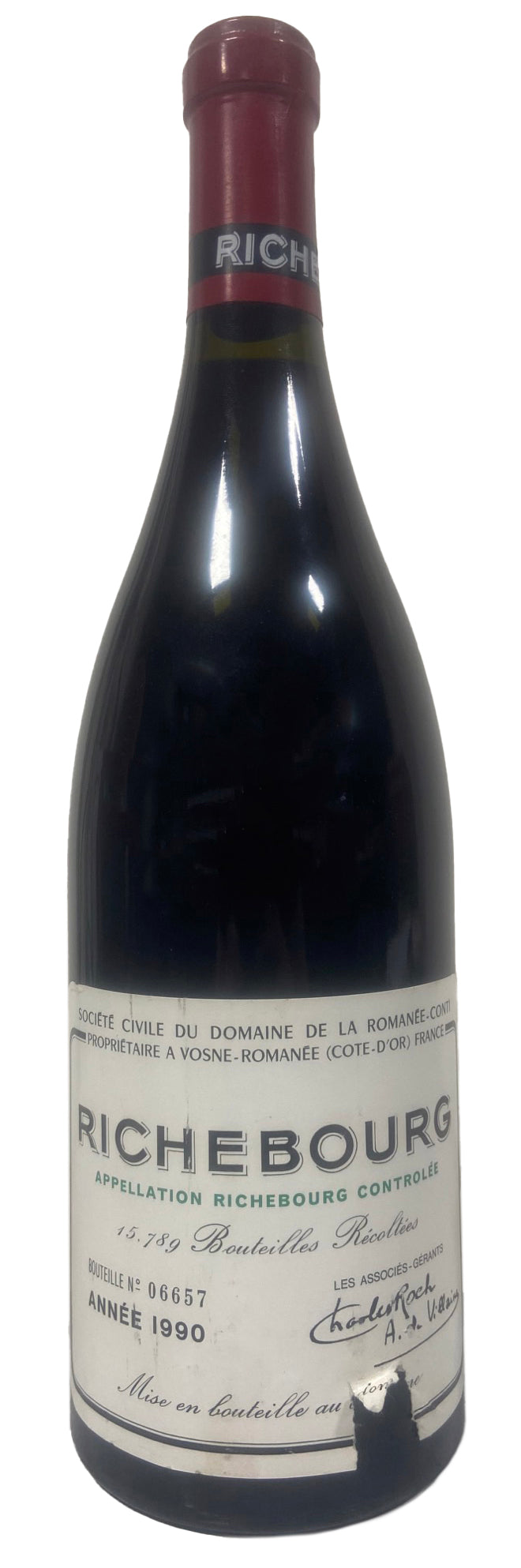 Domaine de la Romanee-Conti Richebourg Grand Cru (torn label) 1990 Front Bottle Shot