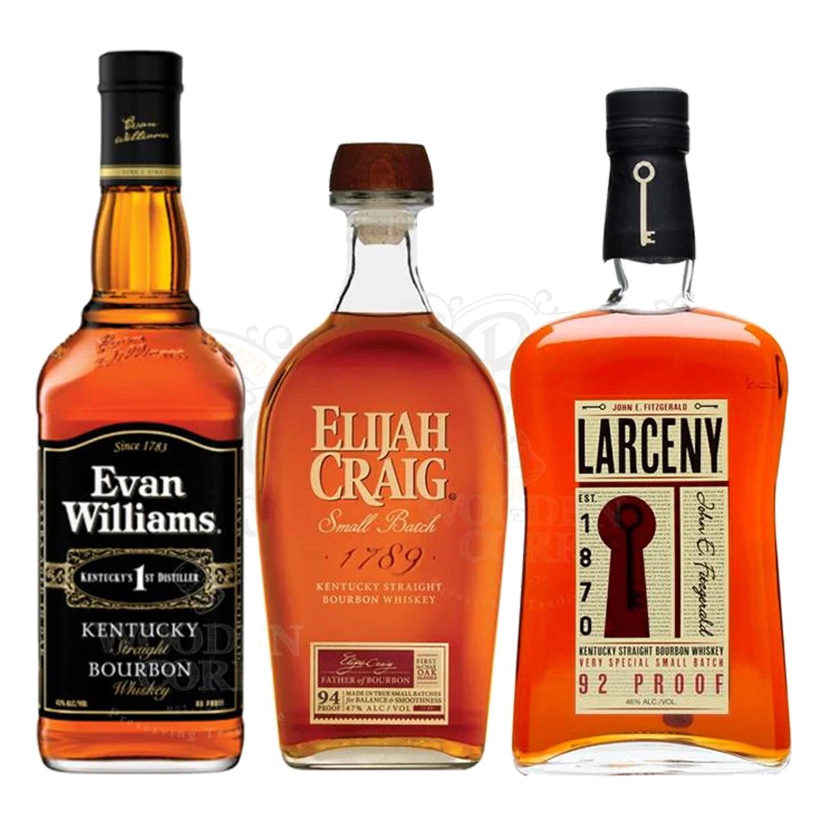 Evan Williams Bourbon, Elijah Craig Small Batch & Larceny Small Batch Bundle