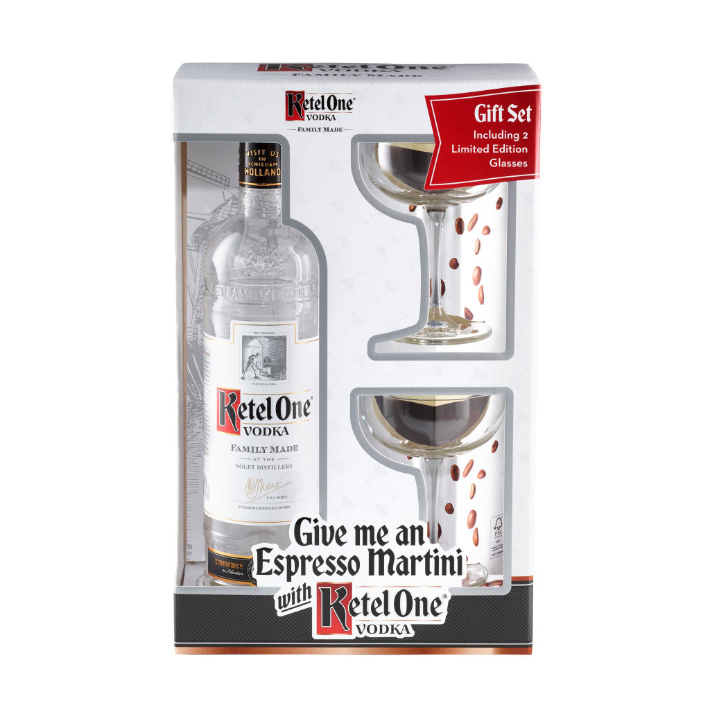 KETEL ONE VODKA WITH TWO LIMITED EDITION MARTINI GLASSES 750 ML
