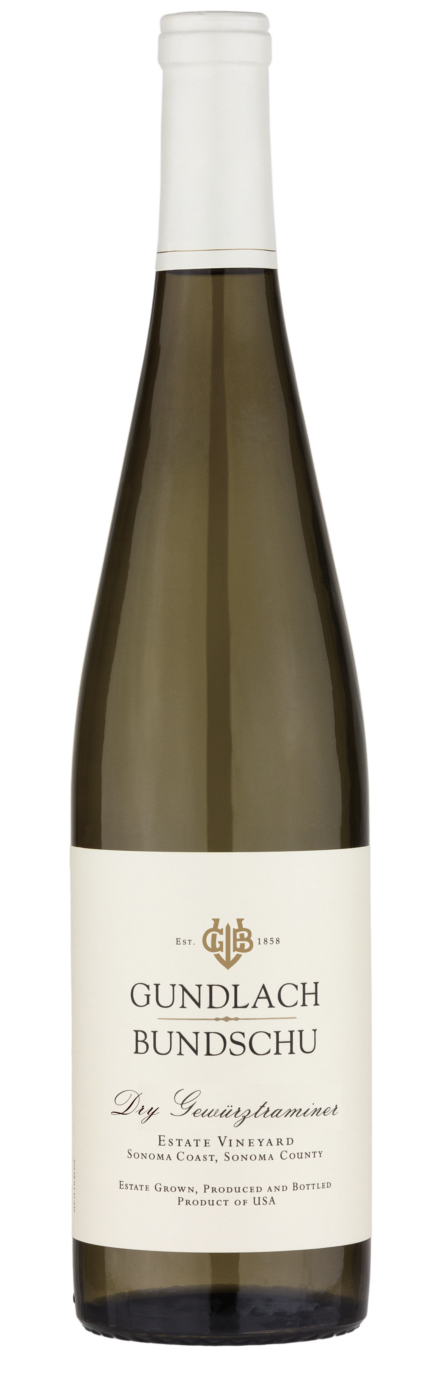 Gundlach Bundschu Estate Vineyard Dry Gewurztraminer 2023 Front Bottle Shot