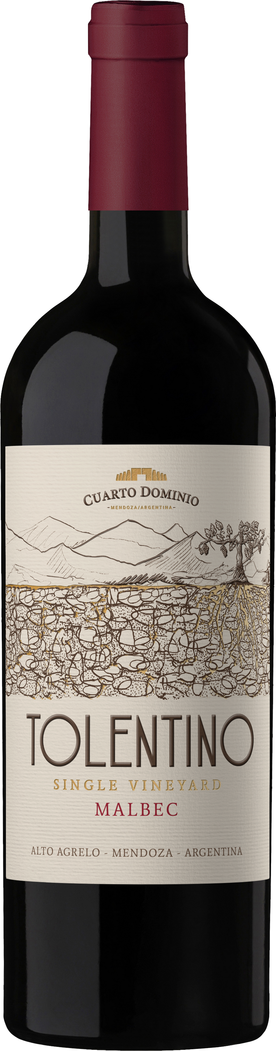 Bodega Cuarto Dominio Tolentino Single Vineyard Malbec 2022 Front Bottle Shot