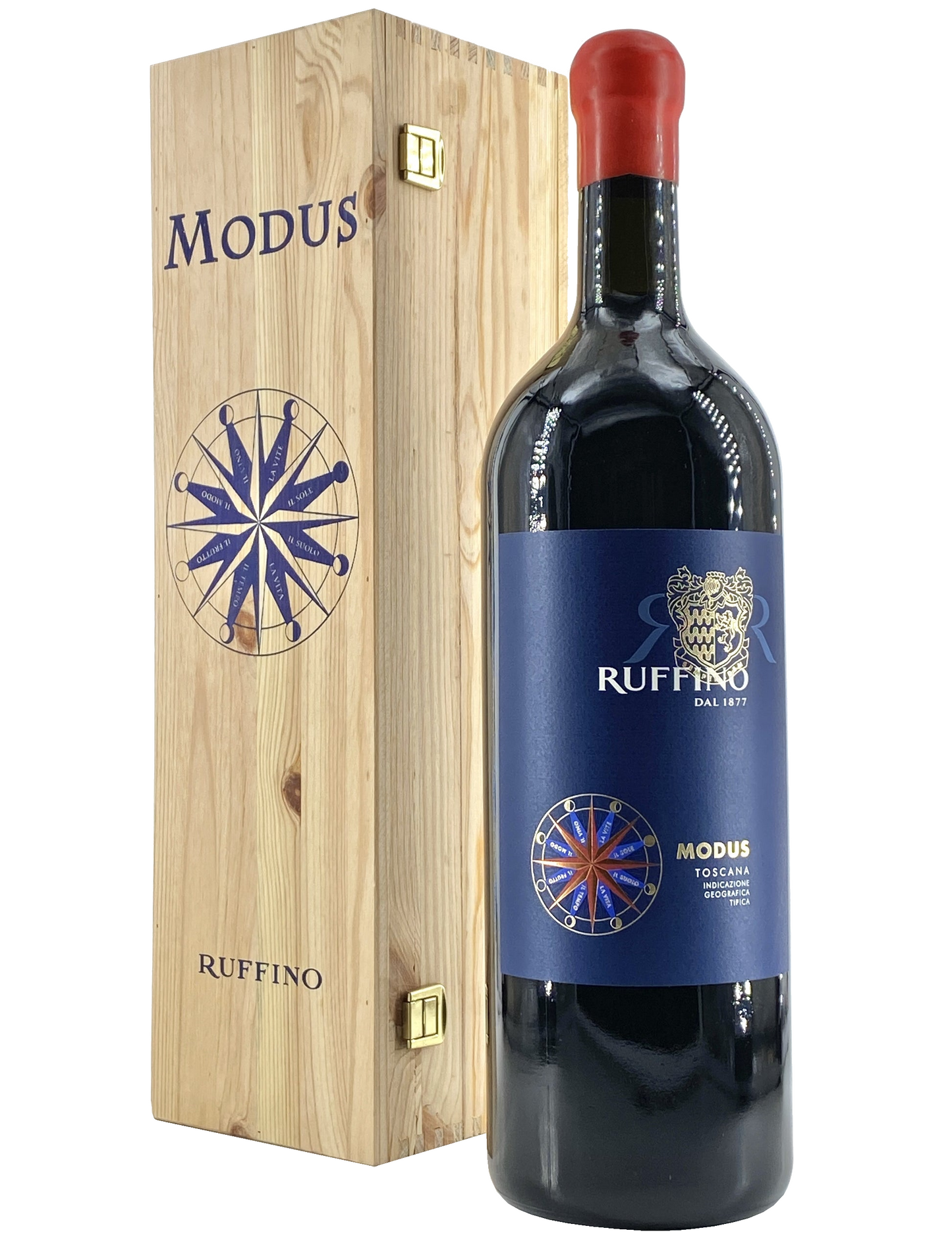 Ruffino Modus (3 Liter Bottle) with Wooden Gift Box 2019 Front Bottle Shot