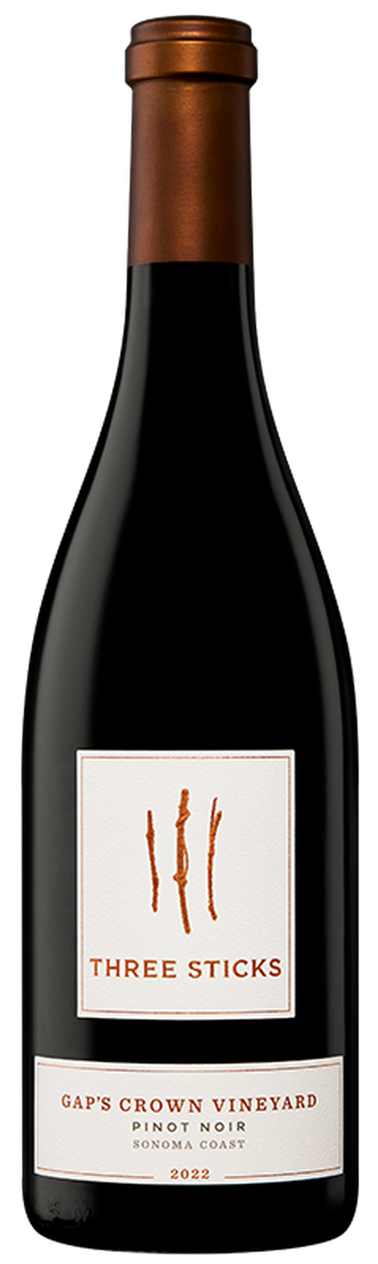 Three Sticks Gap's Crown Vineyard Pinot Noir 2022  Front Bottle Shot