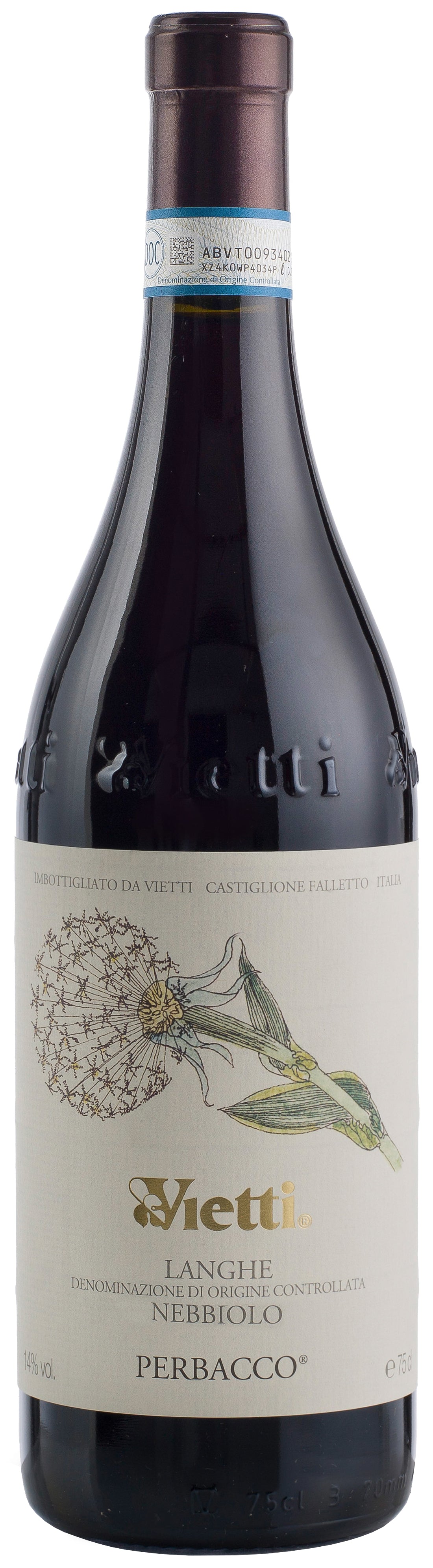 Vietti Perbacco Nebbiolo delle Langhe 2022 Front Bottle Shot