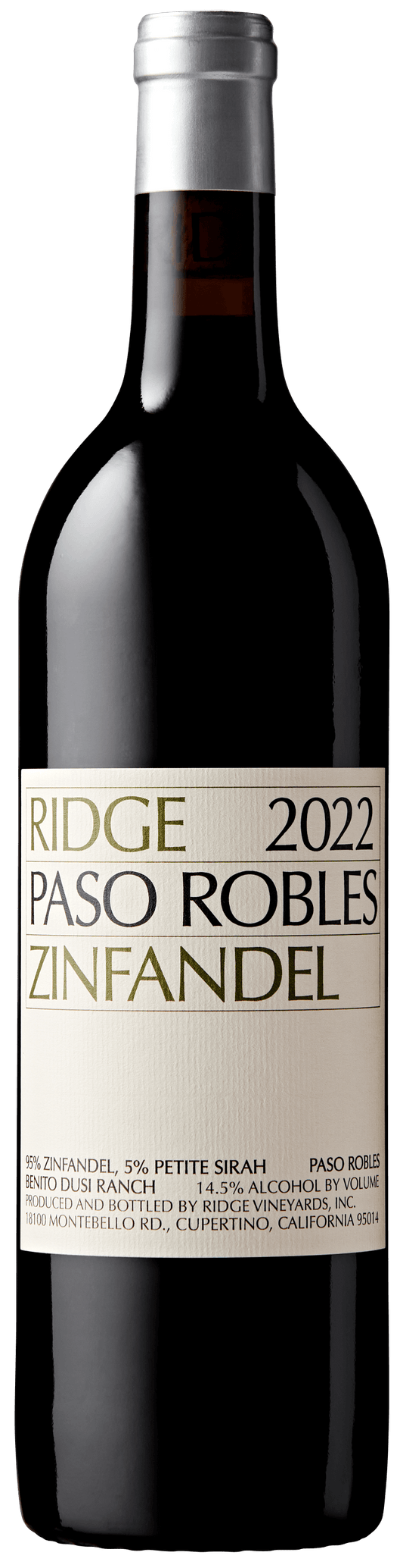 Ridge Paso Robles Zinfandel 2022  Front Bottle Shot