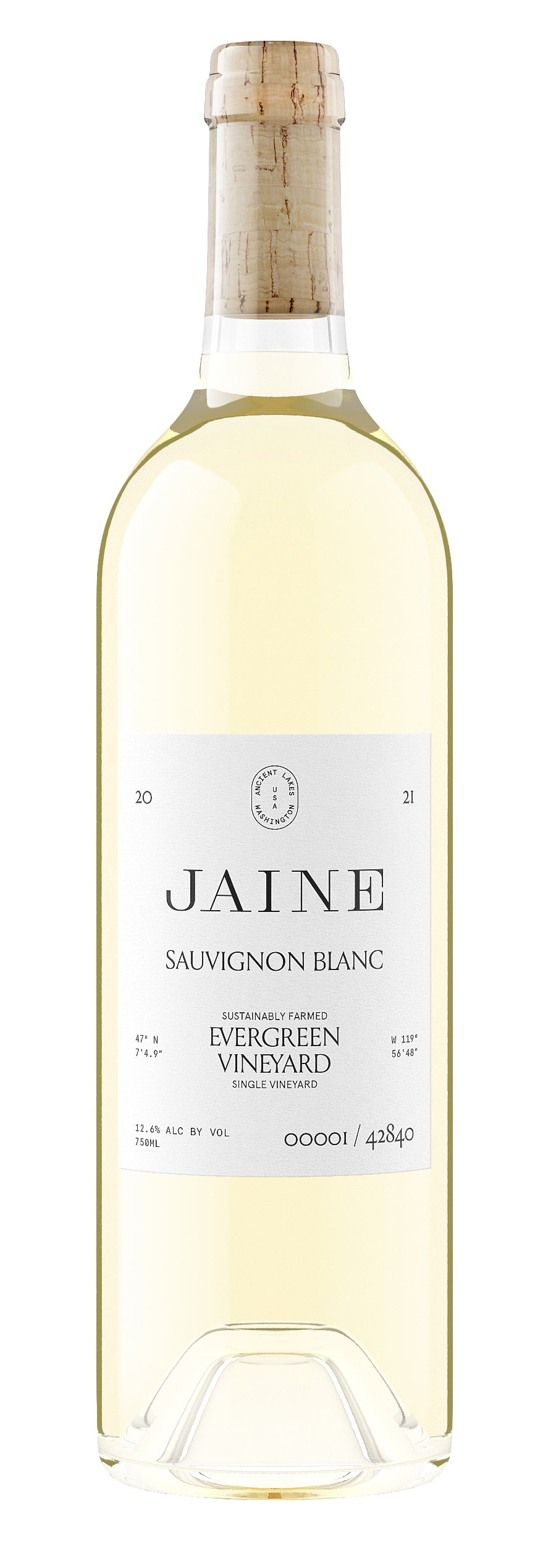Jaine Evergreen Vineyard Sauvignon Blanc 2021 Front Bottle Shot