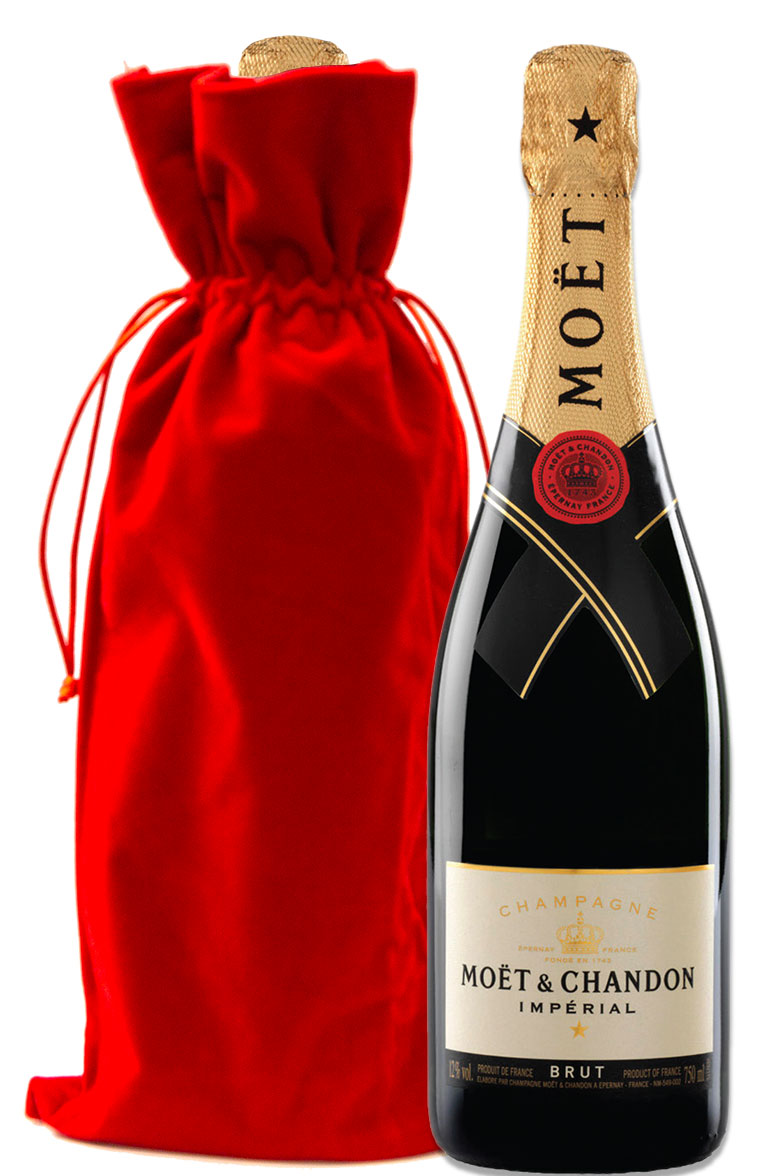Moet & Chandon Imperial Brut with Red Velvet Gift Bag