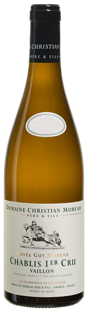 Christian Moreau Chablis Vaillon Cuvee Guy Moreau Premier Cru 2022 Front Bottle Shot