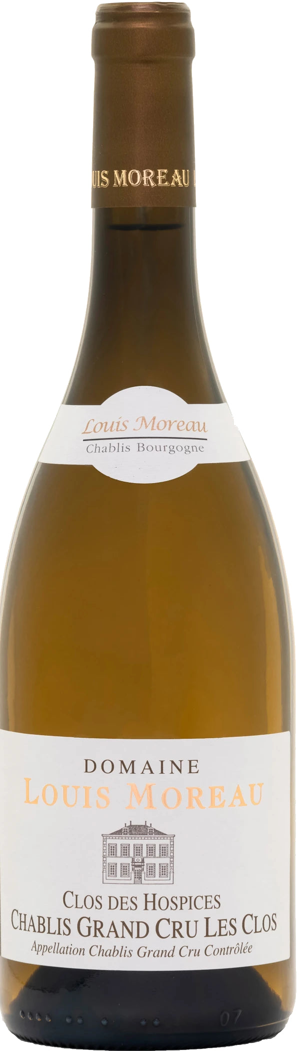Domaine Louis Moreau Chablis Clos des Hospices Les Clos Grand Cru 2020 Front Bottle Shot