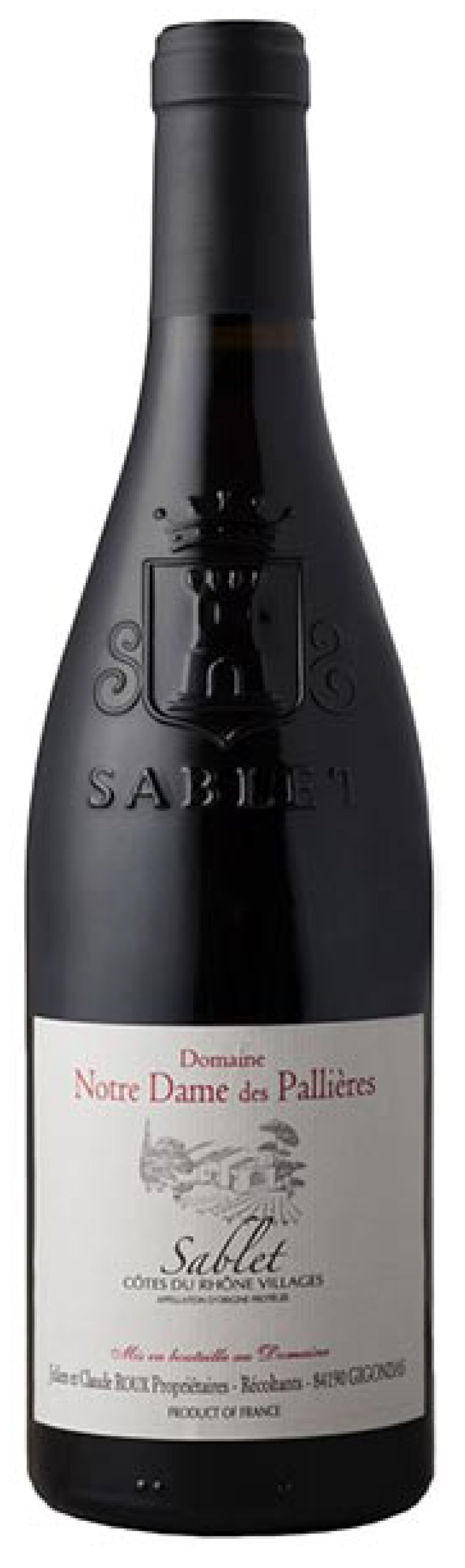 Notre Dame des Pallieres Cotes du Rhone Villages Sablet L'Olivet 2020 Front Bottle Shot