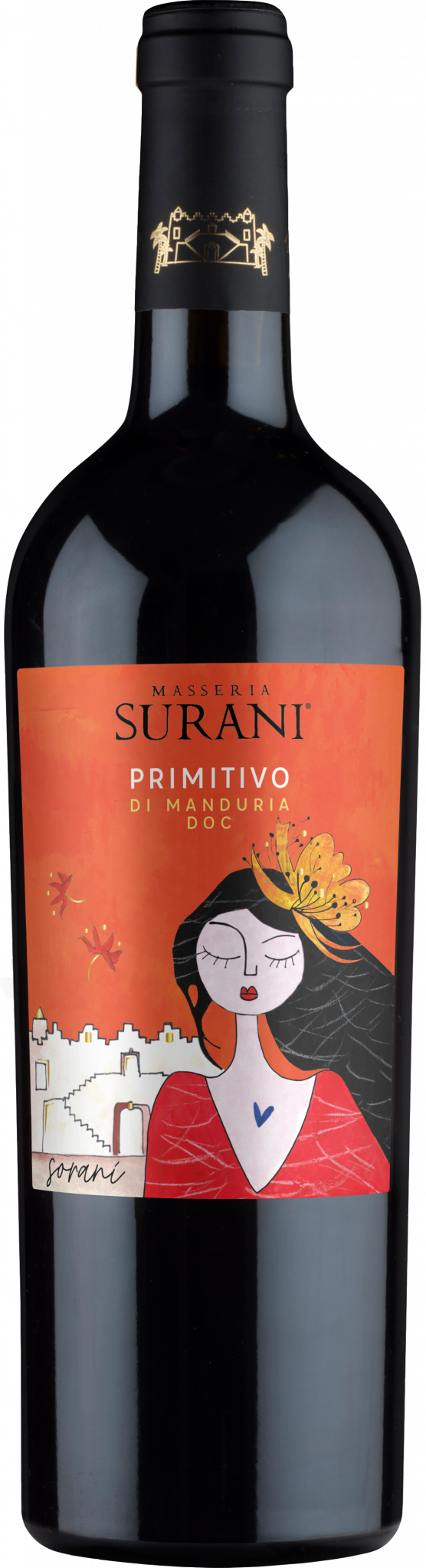 Masseria Surani Primitivo di Manduria 2020 Front Bottle Shot