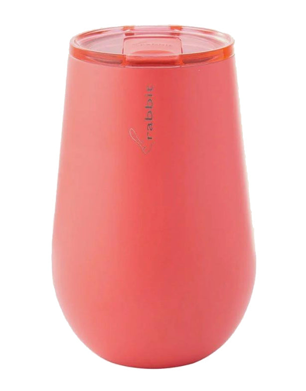 Rabbit Insulated Wine Tumbler in Coral (Set of 2)
