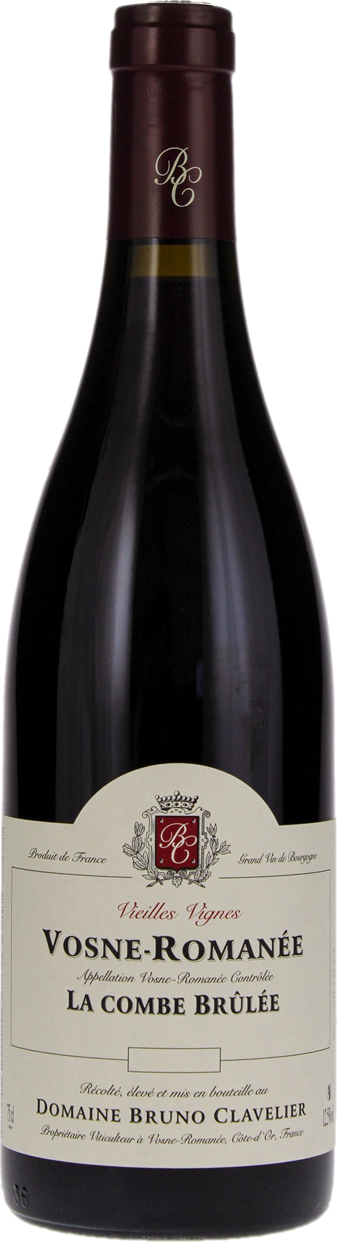 Domaine Bruno Clavelier Vosne-Romanee La Combe Brulee Vieilles Vignes 2022 Front Bottle Shot