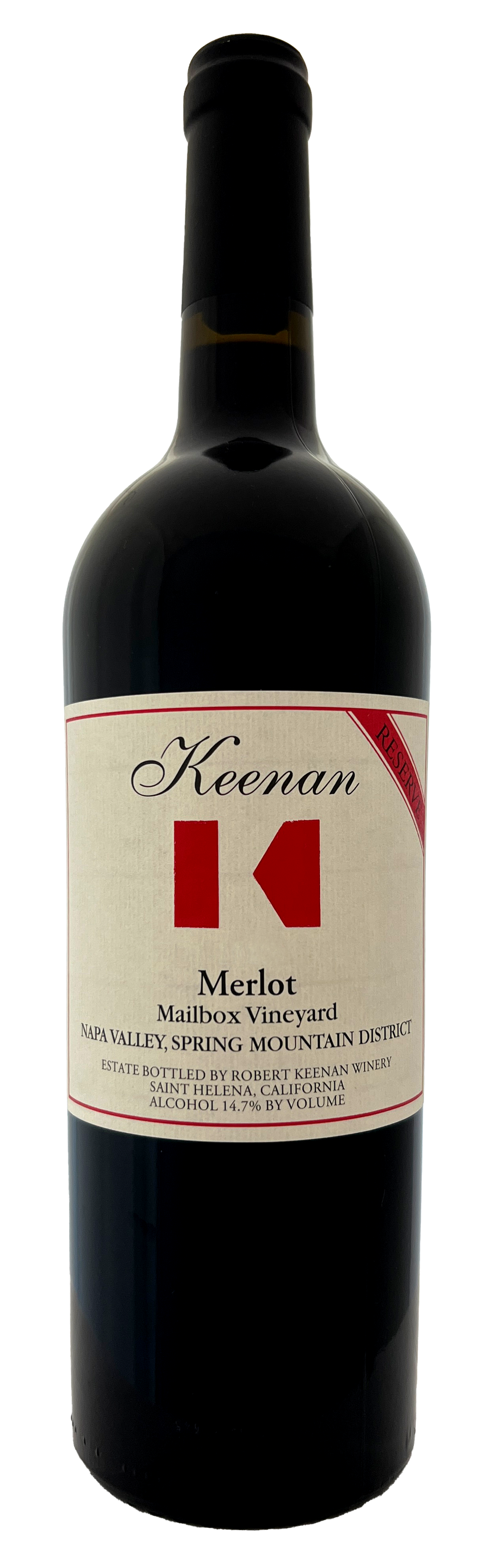 Keenan Spring Mountain Mailbox Vineyard Reserve Merlot 2020 Front Bottle Shot