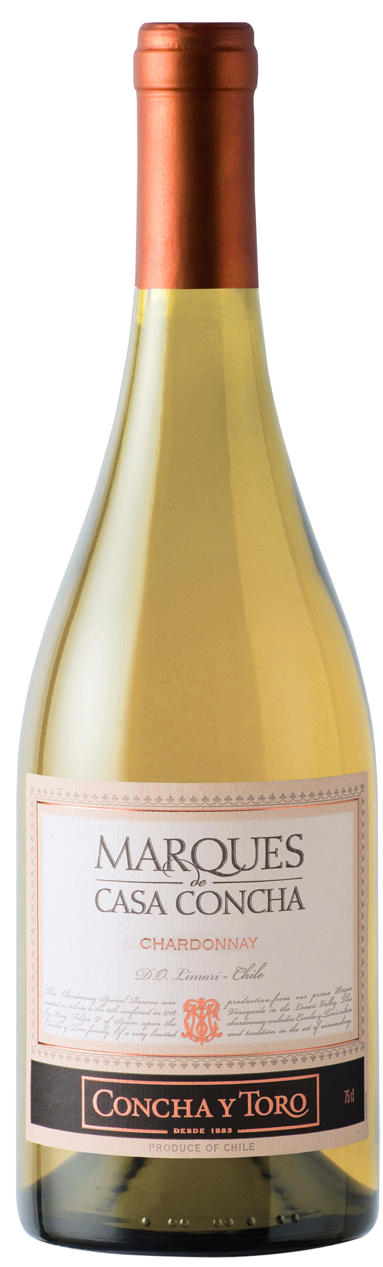 Concha y Toro Marques de Casa Concha Chardonnay 2018 Front Bottle Shot