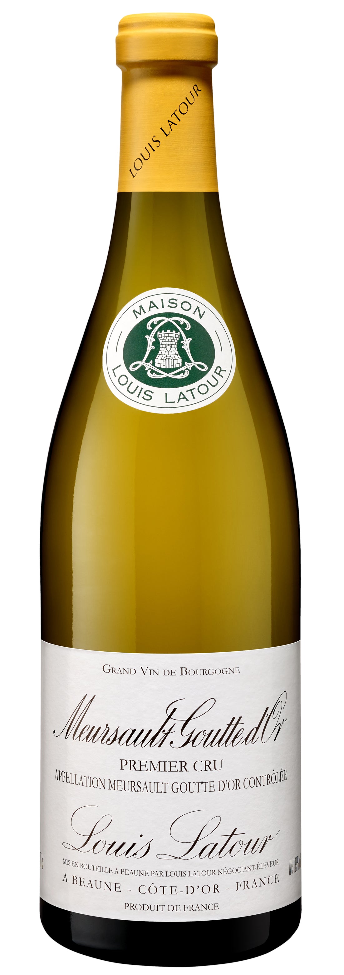 Louis Latour Meursault Goutte d'Or Premier Cru 2020 Front Bottle Shot