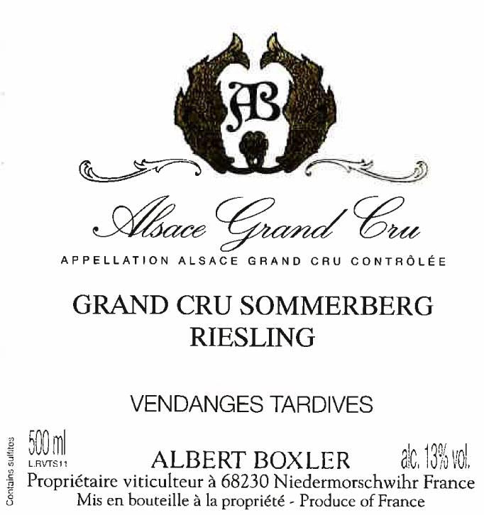Albert Boxler Grand Cru Sommerberg Vendanges Tardives Riesling (500ML) 2017