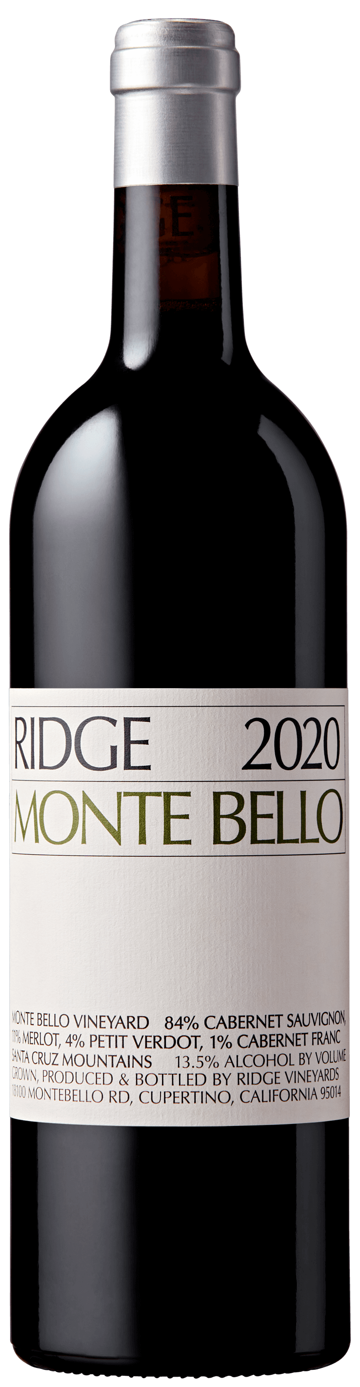Ridge Monte Bello 2020 Front Bottle Shot