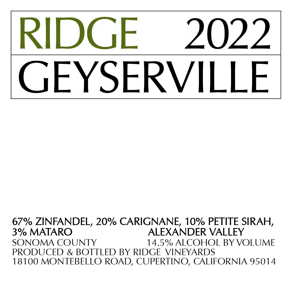 Ridge Geyserville (1.5 Liter Magnum) 2022