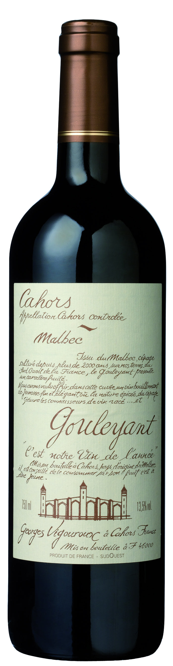 Georges Vigouroux Gouleyant Malbec 2020 Front Bottle Shot