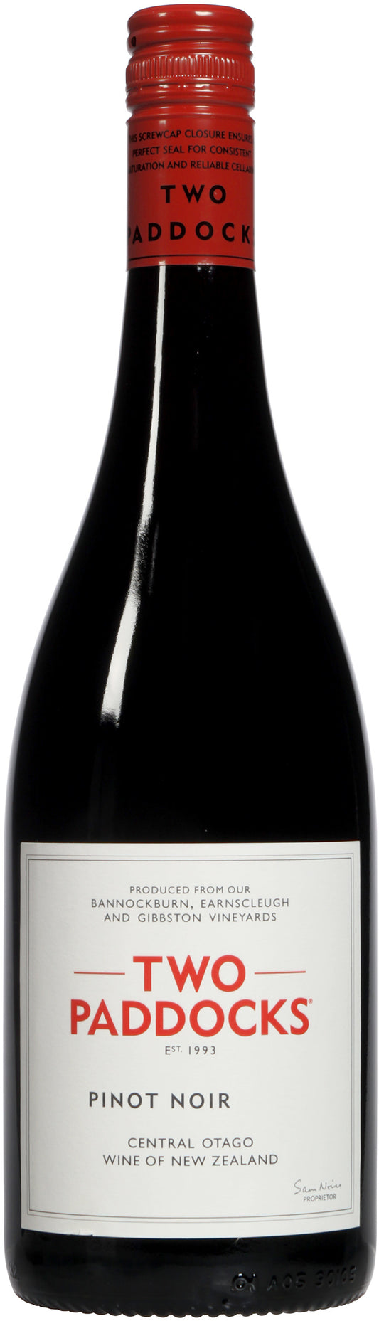 Two Paddocks Pinot Noir 2022  Front Bottle Shot