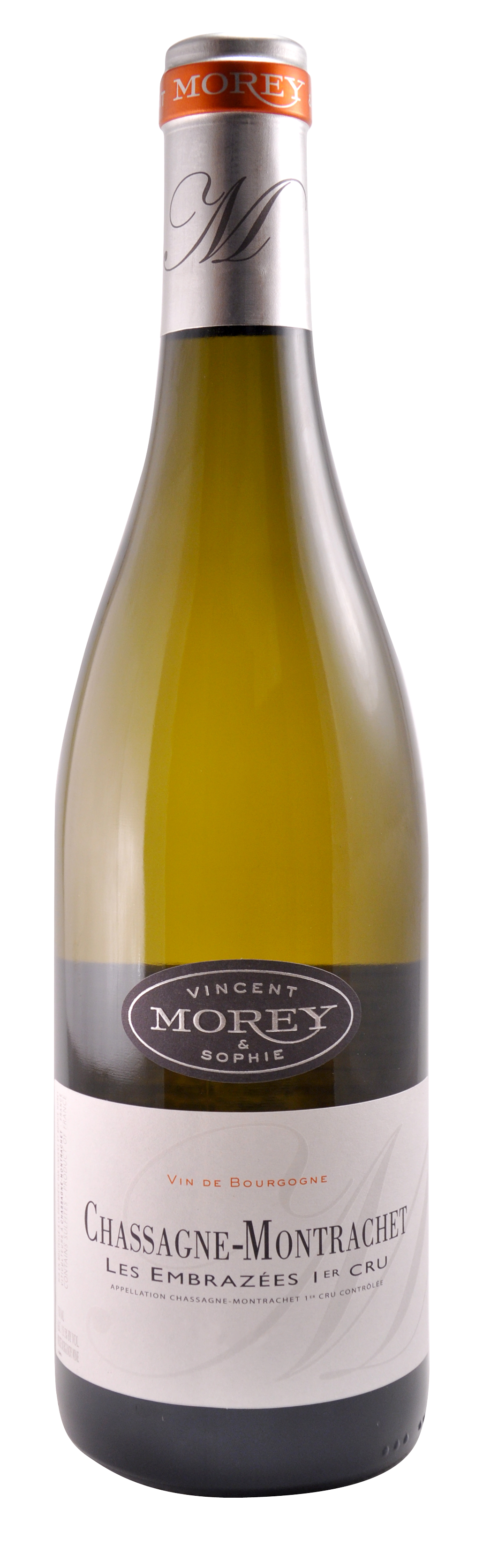 Domaine Vincent & Sophie Morey Chassagne-Montrachet Les Embazees Premier Cru 2022 Front Bottle Shot