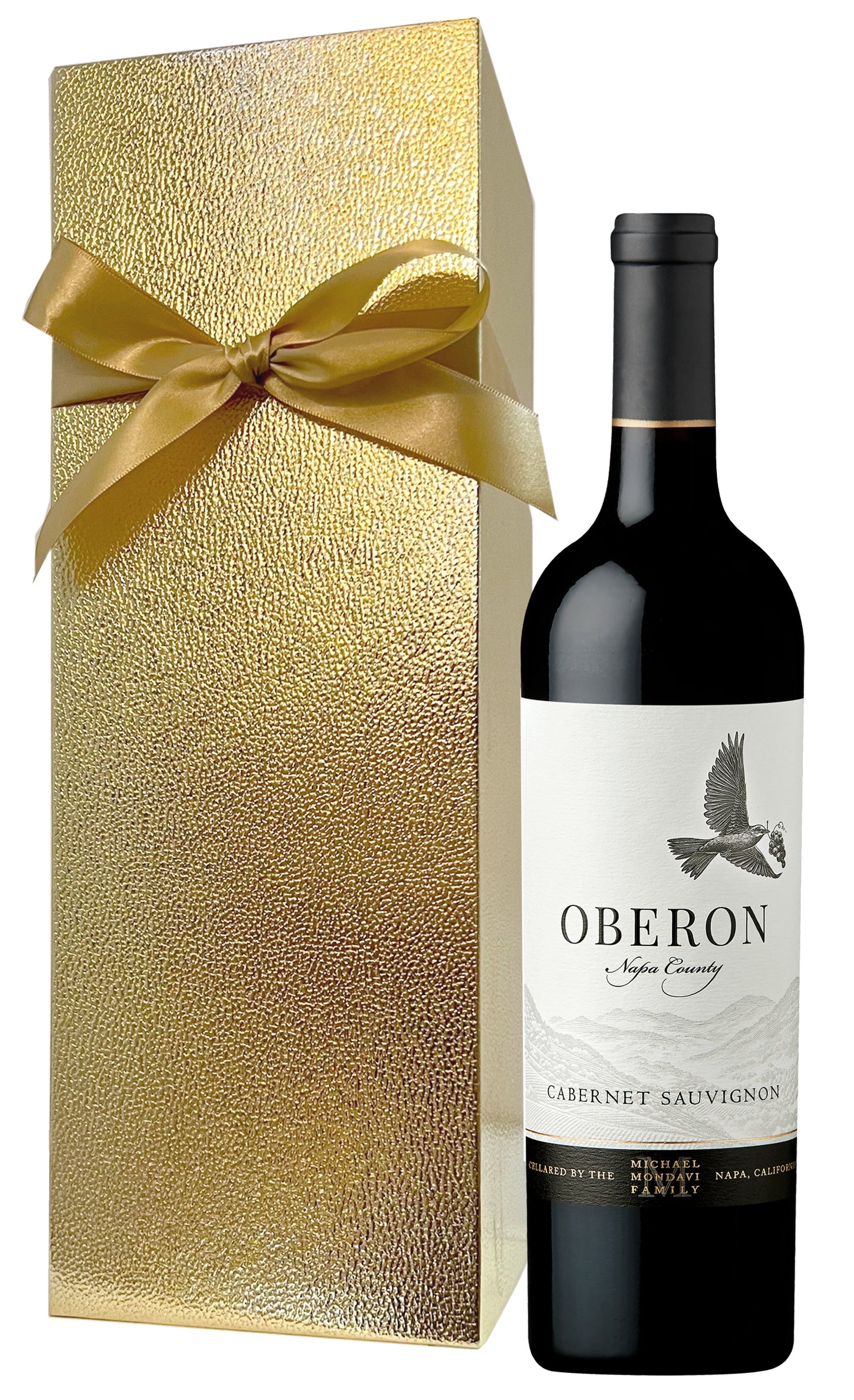 Oberon Cabernet Sauvignon with a Gold Gift Box