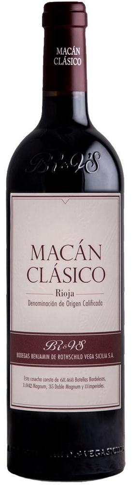 Bodegas Benjamin Rothschild and Vega Sicilia Macan Clasico 2018  Front Bottle Shot