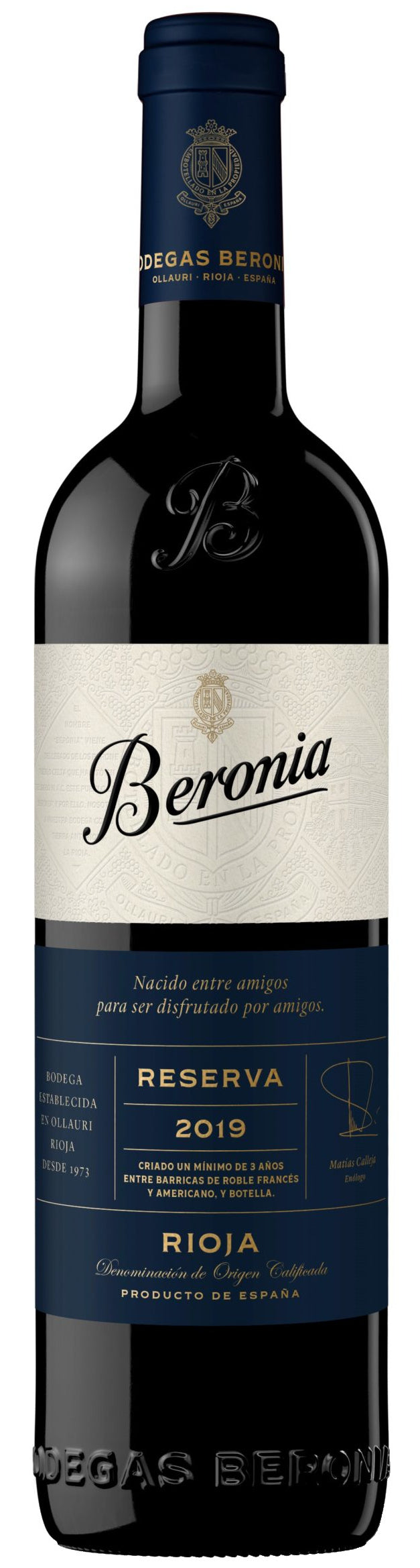 Bodegas Beronia Rioja Reserva 2019 Front Bottle Shot