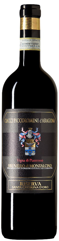 Ciacci Piccolomini d'Aragona Brunello di Montalcino Riserva Vigna di Pianrosso Santa Caterina d'Oro 2019 Front Bottle Shot