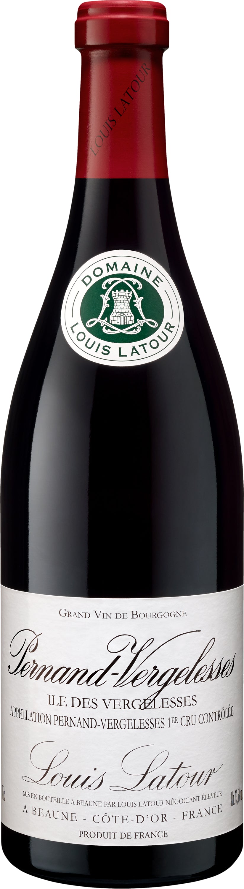 Louis Latour Pernand-Vergelesses Ile des Vergelesses Premier Cru Rouge 2022  Front Bottle Shot