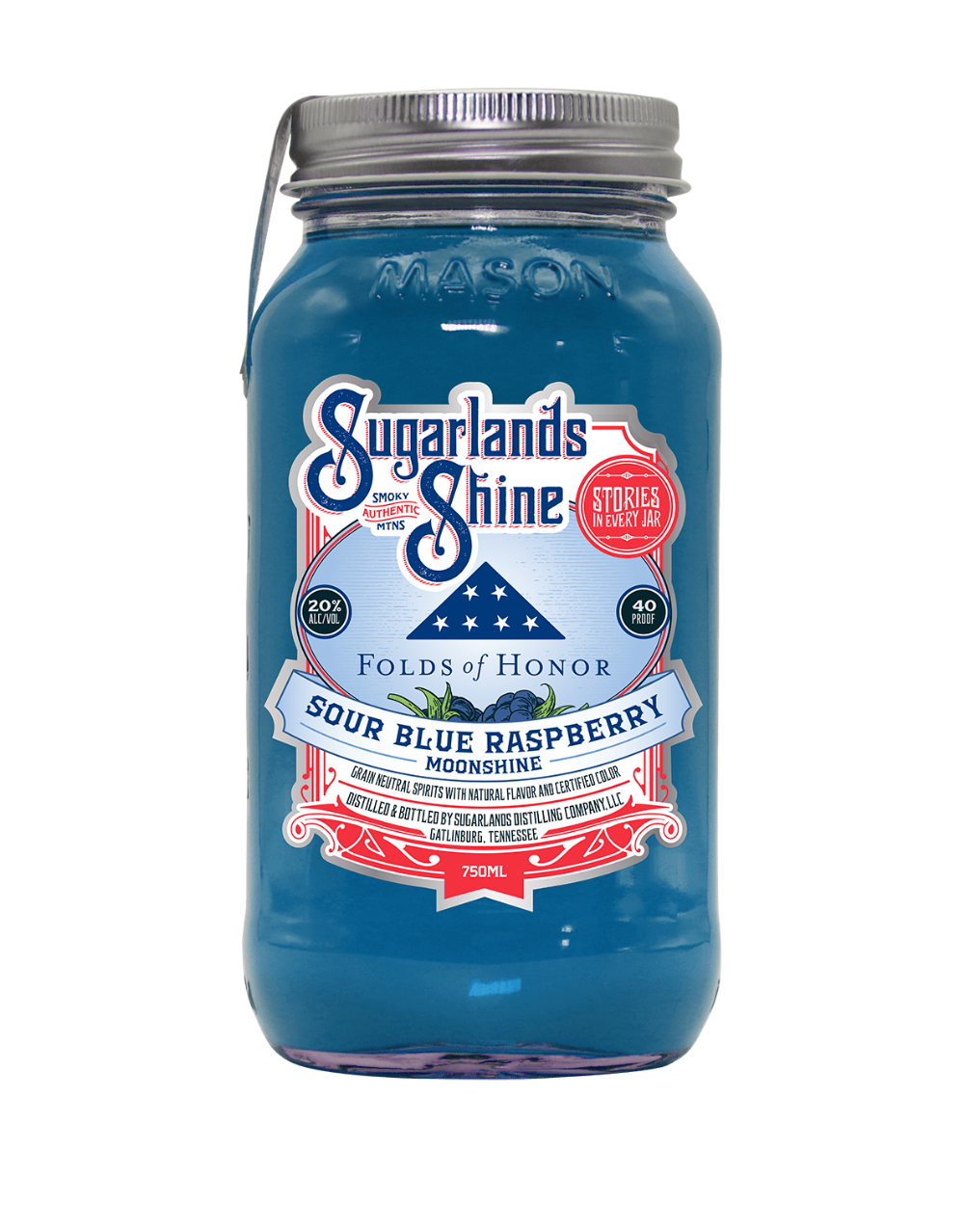 SUGARLANDS FOLDS OF HONOR SOUR BLUE RAZZBERRY MOONSHINE 750 ML
