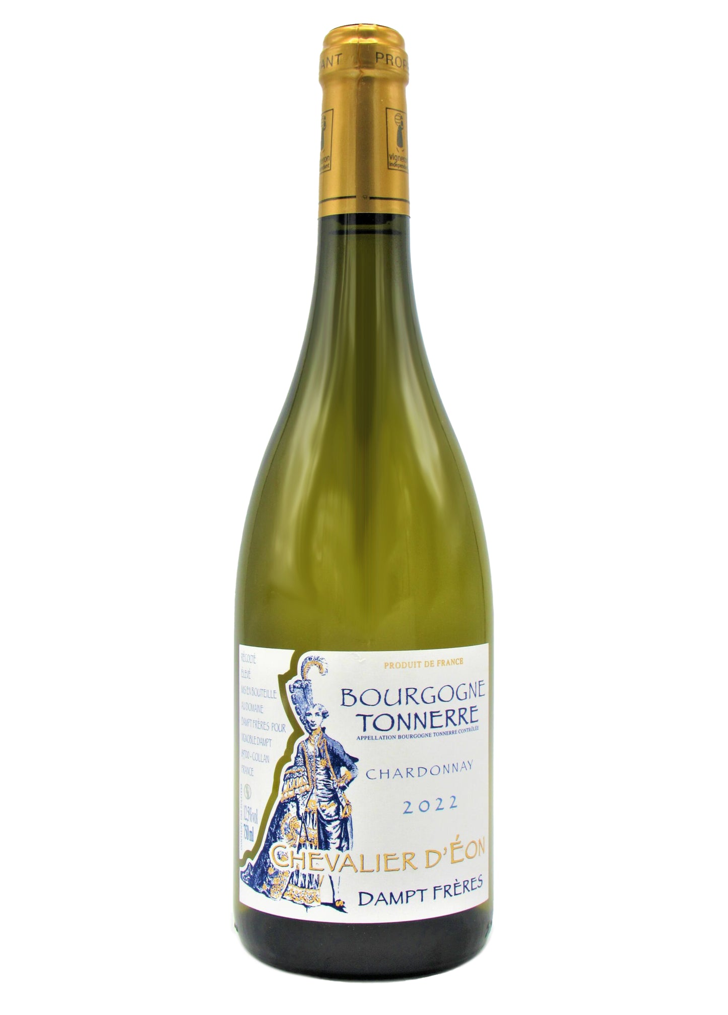 Vignoble Dampt Freres Bourgogne Tonnerre Chevalier d'Eon Chardonnay 2022 Front Bottle Shot