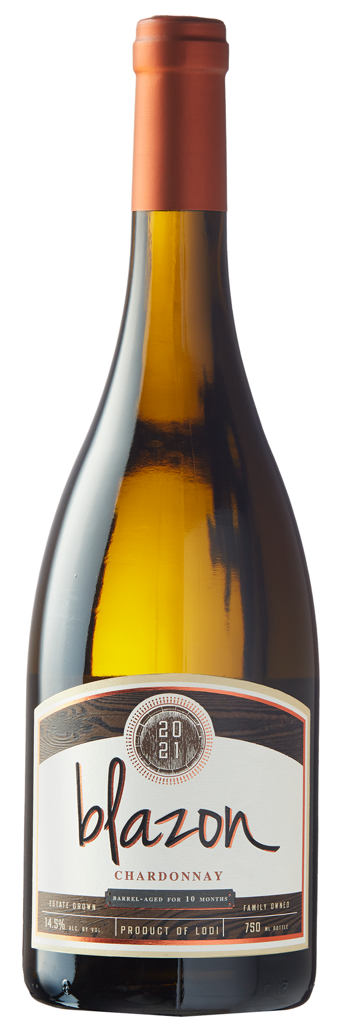 Blazon Chardonnay 2021 Front Bottle Shot